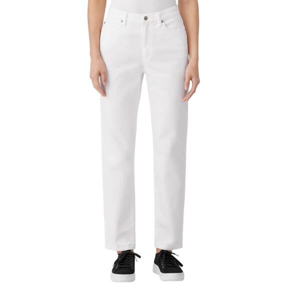 Eileen Fisher Organic Cotton Denim Slim Jean White Size 4 Minimalist Casual - Picture 1 of 11